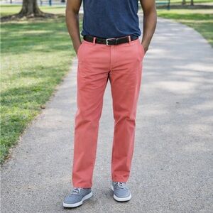 J Crew The Bleecker Chino Pants Mens 29x32 Salmon Cotton Flat Front Straight Leg
